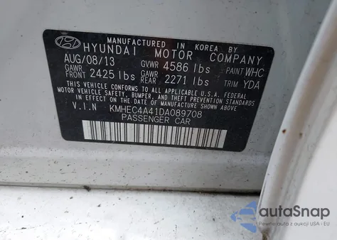 2013 Hyundai Sonata Hybrid Limited from USA, damaged, VIN KMHEC4A41DA089708